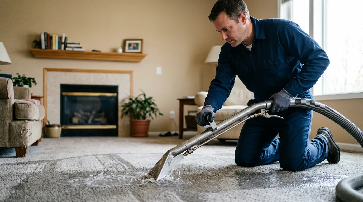 Water damage restoration technician working near Geneva, GA